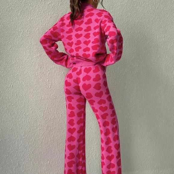 Multicolor Casual Women's Heart Design & Versatile Knitted Sweater - Picture 2 of 6